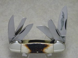 Parker & Son Chattanooga, TN Made in Japan Bone Stag M-1431 6 Blade Gunboat Canoe Knife