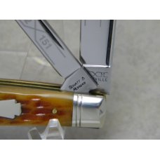 Schatt & Morgan Titusville, PA Queen Steel USA Honey Bone Mini Trapper Knife 1991 Schatt & Morgan Titusville, PA Queen Steel USA Honey Bone Mini Trapper Knife 1991