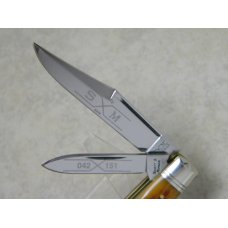 Schatt & Morgan Titusville, PA Queen Steel USA Honey Bone Mini Trapper Knife 1991 Schatt & Morgan Titusville, PA Queen Steel USA Honey Bone Mini Trapper Knife 1991