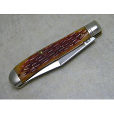 Schatt & Morgan Titusville, PA Queen Steel USA Honey Bone Mini Trapper Knife 1991 Schatt & Morgan Titusville, PA Queen Steel USA Honey Bone Mini Trapper Knife 1991