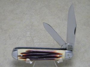 Queen Steel #65 Imitation Winterbottom Bone Burnt Orange  Jack Knife c.1950's