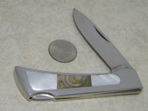 Parker Cut. Co.  Japan Metal with Pearl & Abalone Inlay Eagle Brand Cutlery Lockback Knife