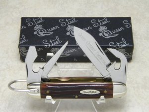Queen Cutlery Collectors Inc. 2000 Bone Scout Camp Utility Knife in Box - Queen Steel Shield
