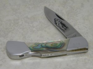 Frost Cutlery Japan Genuine Abalone Pearl Nude Lady Lockback Knife in Box (Item #1)