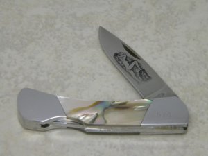 Frost Cutlery Japan Genuine Abalone Pearl Nude Lady Lockback Knife in Box (Item #2)