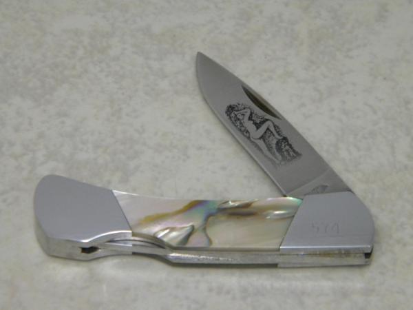 Frost Cutlery Japan Genuine Abalone Pearl Nude Lady Lockback Knife in Box (Item #2)