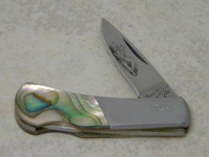 Frost Cutlery Japan Genuine Abalone Pearl Nude Lady Lockback Knife in Box (Item #3)