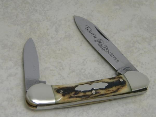 Fight'n Rooster Frank Buster Celebrated Cutlery Germany Stag Canoe Knife