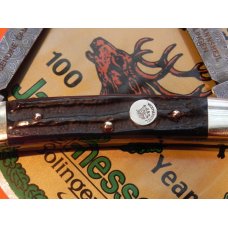 2007 Weidmannsheil Grooved Horn Handles & Genuine German Rain Drop Damascus Blade +Etching -NOS/NM/M 2007 Weidmannsheil Grooved Horn Handles & Genuine German Rain Drop Damascus Blade +Etching -NOS/NM/M