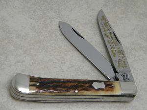 Fight'n Rooster Germany Stag "TBKC - Truck Builders Knife Club" 2 Blade Trapper Knife c.1986