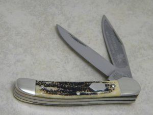 Bulldog Brand Hammer Forged Solingen Germany "Tennessee Walking Horse" Bone Stag Copperhead Knife