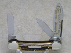 Fight'n Rooster Germany Stag "TBKC - Truck Builders Knife Club" Gunboat Canoe Knife c.1985
