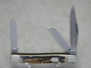 Bulldog Brand Hammer Forged Solingen Germany "Tennessee Walking Horse" Stag Stockman Knife c.2000