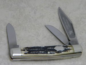 Bulldog Brand Hammer Forged Solingen Germany "Tennessee Walking Horse" Bone Stag Stockman Knife