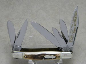Fight'n Rooster Germany Stag "WBKC - Wheeler Basin Knife Club" 6 Blade Stockman Knife c.1984