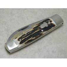 Fight'n Rooster Germany Stag "TBKC - Truck Builders Knife Club" Gunstock Knife c.1990 Fight'n Rooster Germany Stag "TBKC - Truck Builders Knife Club" Gunstock Knife c.1990