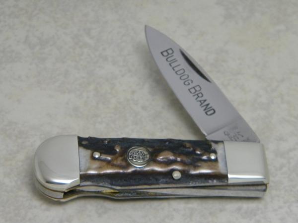 Bulldog Brand Hammer Forged Solingen Germany Stag Lockback Knife c.2000 Bulldog Brand Hammer Forged Solingen Germany Stag Lockback Knife c.2000