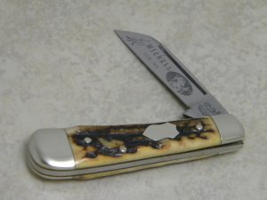 Fight'n Rooster Frank Buster Cutlery Co. Germany Stag "Michell" 1 Blade Sheepfoot Jack Knife