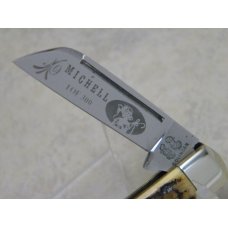 Fight'n Rooster Frank Buster Cutlery Co. Germany Stag "Michell" 1 Blade Sheepfoot Jack Knife