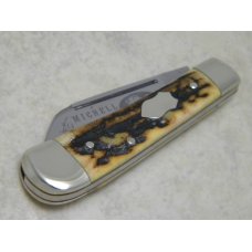 Fight'n Rooster Frank Buster Cutlery Co. Germany Stag "Michell" 1 Blade Sheepfoot Jack Knife