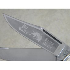 Bulldog Brand Solingen Germany Pitt Bull Trade Mark Bone LP Folding Hunter Knife 2nd Gen. c.1991 Bulldog Brand Solingen Germany Pitt Bull Trade Mark Bone LP Folding Hunter Knife 2nd Gen. c.1991