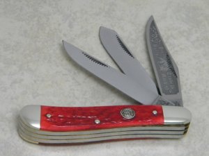 Bulldog Brand Solingen Germany 1985 English Steel Red Bone 3 Blade Dogleg Trapper Knife c.2000's
