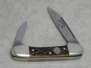 Battle Axe Brand Shouse & Hardin Germany Bone "Royal Flush" Mini Canoe Knife