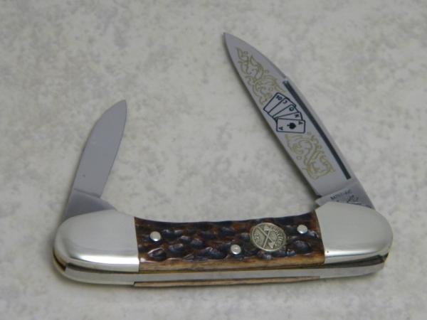 Battle Axe Brand Shouse & Hardin Germany Bone "Royal Flush" Mini Canoe Knife