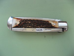 SCHATT & MORGAN #3 EXPRESS AUTO TORCHED STAG DROP POINT 1 OF 1 FILEWORK