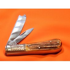 Vintage Bulldog Brand HAND MADE, 2 Blade "Our Best" Tobacco Barlow w/ Fantastic Deer Stag Handles Vintage Bulldog Brand HAND MADE, 2 Blade "Our Best" Tobacco Barlow w/ Fantastic Deer Stag Handles