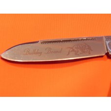 2007 Bulldog Brand, HAND MADE 2 Blade Barlow w Fantastic Red Bone Stag Handles +Blade Etch +Orig Box 2007 Bulldog Brand, HAND MADE 2 Blade Barlow w Fantastic Red Bone Stag Handles +Blade Etch +Orig Box