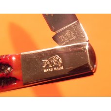 2007 Bulldog Brand, HAND MADE 2 Blade Barlow w Fantastic Red Bone Stag Handles +Blade Etch +Orig Box 2007 Bulldog Brand, HAND MADE 2 Blade Barlow w Fantastic Red Bone Stag Handles +Blade Etch +Orig Box