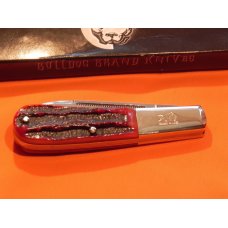 2007 Bulldog Brand, HAND MADE 2 Blade Barlow w Fantastic Red Bone Stag Handles +Blade Etch +Orig Box 2007 Bulldog Brand, HAND MADE 2 Blade Barlow w Fantastic Red Bone Stag Handles +Blade Etch +Orig Box
