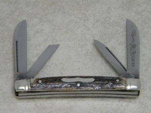 Fight'n Rooster Frank Buster Celebrated Cutlery Germany Stag Pinched Bolsters 4 Blade Congress Knife
