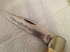 Case XX Stainless USA 6265 SAB SSP three dots; stag handle; engraved scroll Case XX Stainless USA 6265 SAB SSP three dots; stag handle; engraved scroll