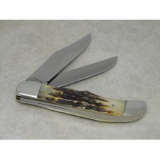 Case XX Stainless USA 3 Dot (1977) Stag 5265 SAB SSP Blue Scroll Folding Hunter Knife Case XX Stainless USA 3 Dot (1977) Stag 5265 SAB SSP Blue Scroll Folding Hunter Knife
