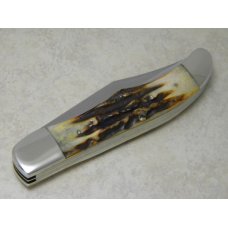 Case XX Stainless USA 3 Dot (1977) Stag 5265 SAB SSP Blue Scroll Folding Hunter Knife Case XX Stainless USA 3 Dot (1977) Stag 5265 SAB SSP Blue Scroll Folding Hunter Knife