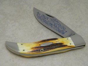 Case XX Hand Made USA 3 Dot (1977) Stag 5172 SSP Blue Scroll Clasp Knife