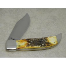 Case XX Hand Made USA 3 Dot (1977) Stag 5172 SSP Blue Scroll Clasp Knife Case XX Hand Made USA 3 Dot (1977) Stag 5172 SSP Blue Scroll Clasp Knife