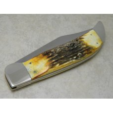 Case XX Hand Made USA 3 Dot (1977) Stag 5172 SSP Blue Scroll Clasp Knife Case XX Hand Made USA 3 Dot (1977) Stag 5172 SSP Blue Scroll Clasp Knife