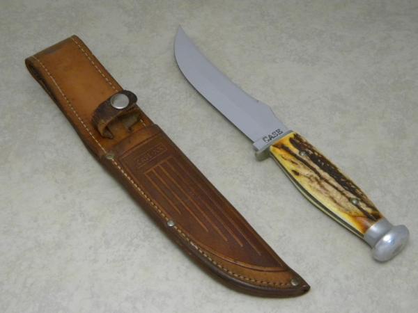 Case 523-6 Stag Fixed Blade Hunting Sheath Knife with Round Pommel c.1940-65 Case 523-6 Stag Fixed Blade Hunting Sheath Knife with Round Pommel c.1940-65