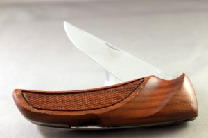 EARLY GERBER FOLDING HUNTER with Checkered Walnut Handles, Never Carried or Used or Sharpened