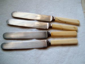 4 J. RUSSELL & CO. GREEN RIVER IVORY STRAIGHT KNIVES