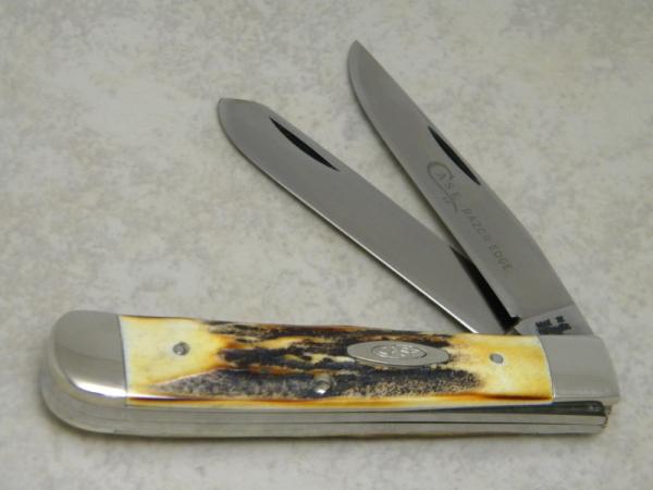 Case XX Stainless USA 4 Dot (1976) Stag 5254 SSP Razor Edge Trapper Knife Case XX Stainless USA 4 Dot (1976) Stag 5254 SSP Razor Edge Trapper Knife