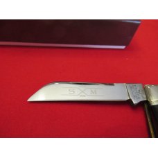 1997 Schatt & Morgan 3 Blade Congress Dark Blue Jigged Bone Handles Pattern # 043431 1997 Schatt & Morgan 3 Blade Congress Dark Blue Jigged Bone Handles Pattern # 043431