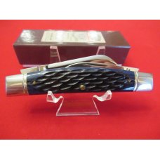1997 Schatt & Morgan 3 Blade Congress Dark Blue Jigged Bone Handles Pattern # 043431 1997 Schatt & Morgan 3 Blade Congress Dark Blue Jigged Bone Handles Pattern # 043431