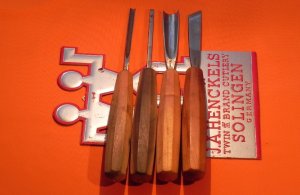 Old JA Henckels 4 Wood Carving Tools/Chisels -Great Used Condition -Nice carving tools for Collect