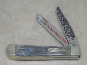 Case XX SS USA 3 Dot (1987) Bone 6254 SS "1988 Tar Hell Cutlery Club" Trapper Knife