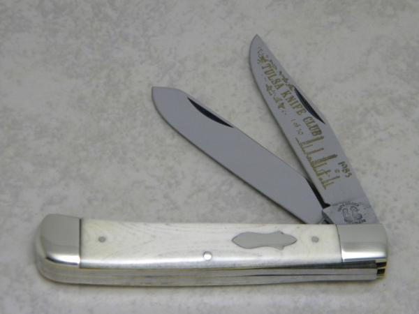 Fight'n Rooster Germany Bone 1 of 50 Tulsa Knife Club 2 Blade Trapper Knife c.1985 Fight'n Rooster Germany Bone 1 of 50 Tulsa Knife Club 2 Blade Trapper Knife c.1985
