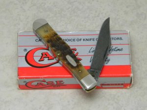 Case XX Bradford PA USA 1990 ROG6125 1/2 D Rogers Bone Damascus Little Coke Bottle Knife in Box